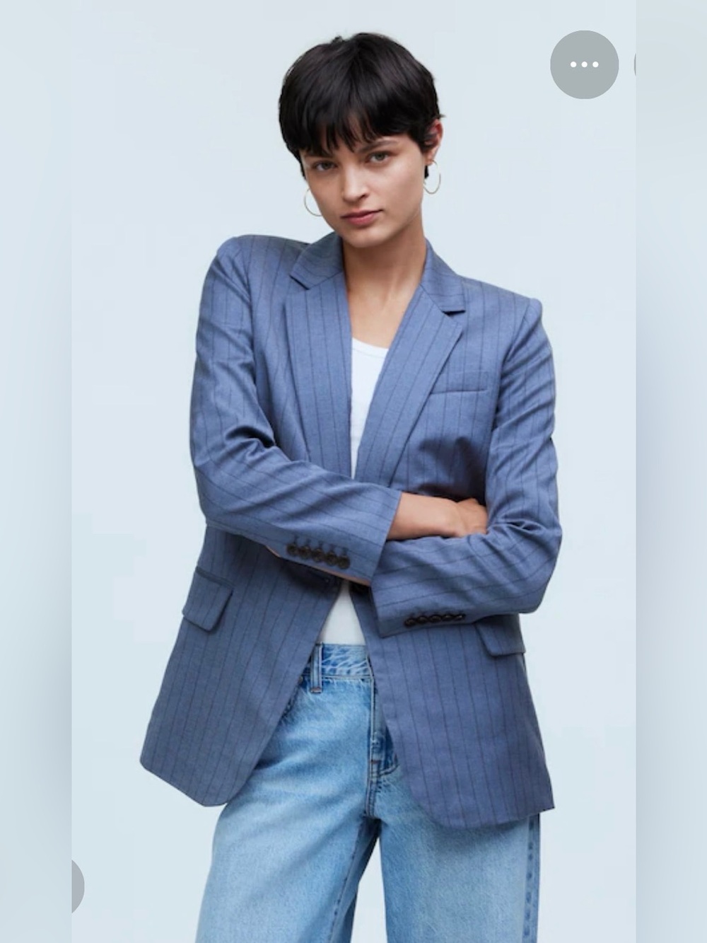 Madewell Light Blue Pinstripe Single-Button Blazer